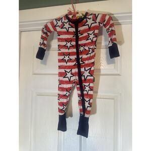 Millie and Roo bamboo Patriotic Red White Blue Stars Pajama sleeper 6-12 mo